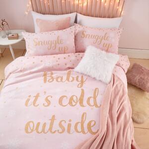 Catherine Lansfield Baby It's Cold Outside Pink Duvet Cover and Pillowcase Set Pink