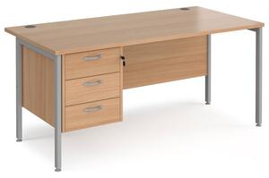 Value Line Deluxe H-Leg Rectangular Desk 3 Drawers (Silver Legs), 160wx80dx73h (cm), Beech