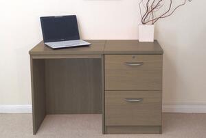 Small Office Desk Set With 2 Drawer Filing Cabinet (English Oak)