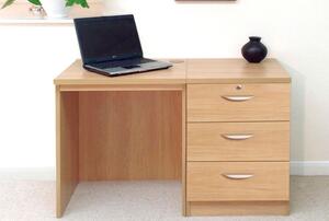 Small Office Desk Set With 3 Media Drawers (Classic Oak)