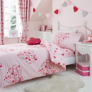 Loveable Hearts Duvet Cover and Pillowcase Set Pink
