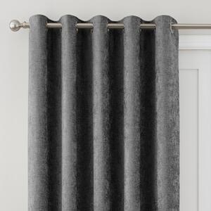 Chenille Grey Thermal Eyelet Door Curtain Grey