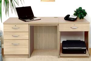 Small Office Desk Set With 3+1 Drawers & Printer Shelf (Sandstone)