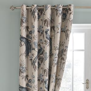 Palace Birds Jacquard Duck Egg Eyelet Curtains Beige and Blue