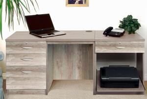 Small Office Desk Set With 3+1 Drawers & Printer Shelf (Grey Nebraska)