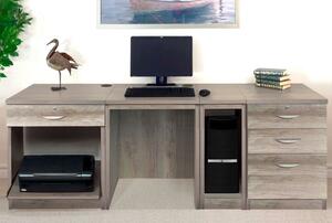 Small Office Desk Set With 1+3 Drawers, Printer Shelf & CPU Unit (Grey Nebraska)