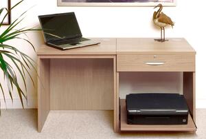 Small Office Desk Set With Single Drawer & Printer Shelf (Sandstone)