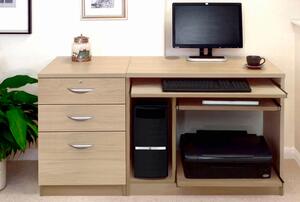 Small Office Desk Set With Computer Workstation & 3 Drawers (Sandstone)