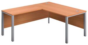 Progress H-Leg Left Hand L-Shape Desk, 160wx180dx73h (cm), Silver/Beech