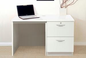 Small Office Desk Set With 2 Drawer Filing Cabinet (White)