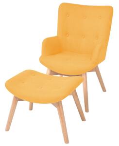 244664 Armchair with Footstool Fabric Yellow