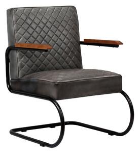 245181 Armchair Genuine Leather 63x75x88 cm Grey