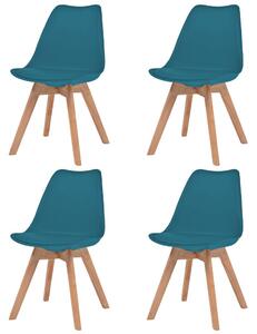 244790 Dining Chairs 4 pcs Artificial Leather Solid Wood Turquoise