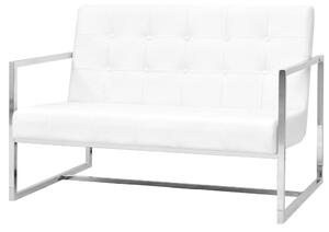 245528 2-Seater Sofa with Armrests Artificial Leather and Steel White