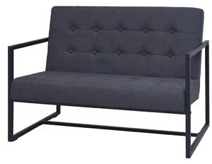 245525 2-Seater Sofa with Armrests Steel and Fabric Dark Grey