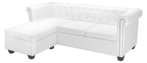 245537 L-shaped Chesterfield Sofa Artificial Leather White