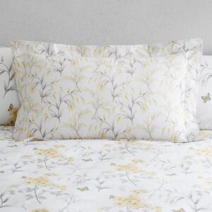 Maria Ochre Floral Oxford Pillowcase White