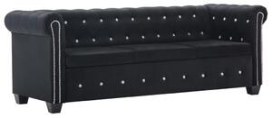 247138 3-Seater Chesterfield Sofa Velvet Upholstery 199x75x72 cm Black