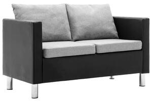 247165 2-Seater Sofa Faux Leather Black and Light Grey