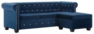 247142 L-Shaped Chesterfield Sofa Velvet Upholstery 199x142x72 cm Blue
