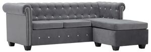 247145 L-Shaped Chesterfield Sofa Velvet Upholstery 199x142x72 cm Grey