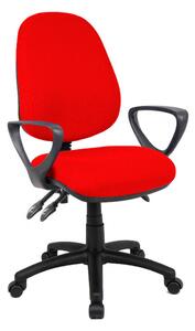 Full Lumbar 3 Lever Operator Chair With Fixed Arms, Red