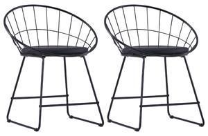 247274 Dining Chairs with Faux Leather Seats 2 pcs Black Steel
