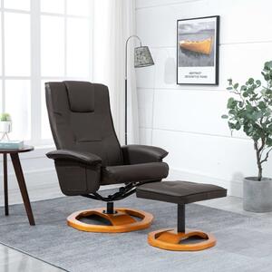 248441 Swivel TV Armchair with Foot Stool Brown Faux Leather