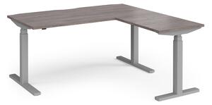 Ascend Deluxe Sit & Stand Single Desk With Return, 160wx80dx68-130h (cm), Silver/Grey Oak