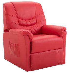 248981 Reclining Chair Red Faux Leather
