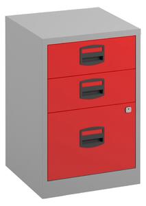 Bisley A4 Home Office Filing Cabinet, Grey/Red