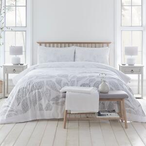 Drift Textured Leaf Silver Eco-Friendly Duvet Cover and Pillowcase Set Silver