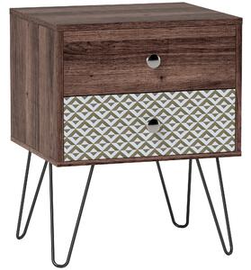 HOMCOM Nightstand, 2-Drawer Bedside Table, Bedside Cabinet, Sofa End Side Table for Living Room, Bedroom, Rustic Brown