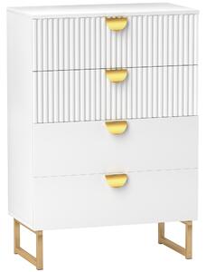 HOMCOM Elegant Chest of Four Drawers - White