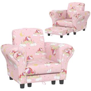 AIYAPLAY 2 Piece Kids Sofa Set with Unicorn Design, Wooden Frame, for 1.5-3 Years Old, Pink Aosom UK