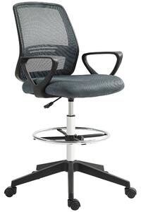 Vinsetto Ergonomic Mesh Back Drafting Chair Draughtsman Chair with Adjustable Height, Grey