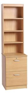 Small Office 2 Drawer Filing Cabinet with Hutch Bookcase, Classic Oak