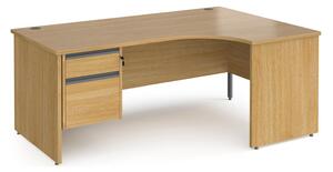 Value Line Classic+ Panel End Right Ergo Desk 2 Drawers (Graphite Slats), 180wx120/80dx73h (cm), Oak