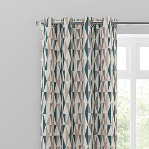 Elements Triangles Peacock Eyelet Curtains Green
