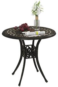 Outsunny 78 cm Round Garden Dining Table with Parasol Hole Antique Cast Aluminium Outdoor Table Only, Bronze Tone
