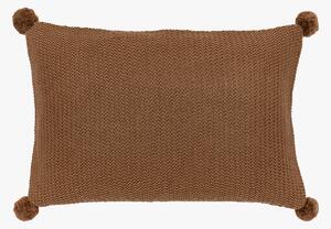 Beverly Knit Pom Pom Filled Cushion in Tan