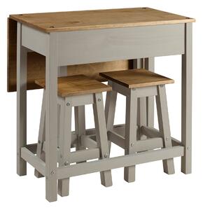 Corona Rectangular Drop Leaf Dining Table with 2 Chairs, Pine Grey