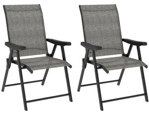 Outsunny Set of Two Folding Outdoor Chairs - Black/Grey