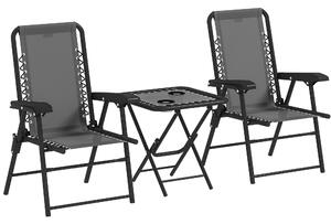 Outsunny Three-Piece Garden Table and Chair Set - Dark Grey