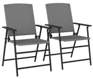 Outsunny Set of Two Folding Rattan Seat Chairs - Grey
