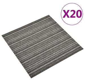 Carpet Floor Tiles 20 pcs 5 m² 50x50 cm Striped Anthracite