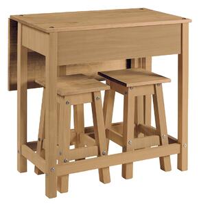 Corona Rectangular Drop Leaf Dining Table with 2 Chairs, Pine Natural