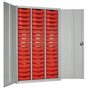 Elite High Capacity Storage Cupboard With 51 Shallow Trays, Dark Grey/Blue