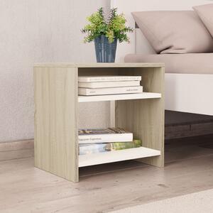 Bedside Cabinet White and Sonoma Oak 40x30x40 cm Engineered Wood