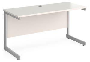 All White C-Leg Narrow Rectangular Desk, 140wx60dx73h (cm)